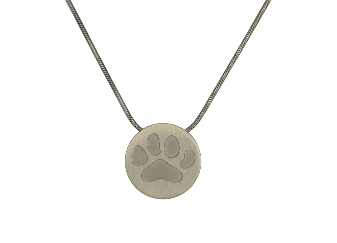 Round Pendant with Large Paw – Pewter-image