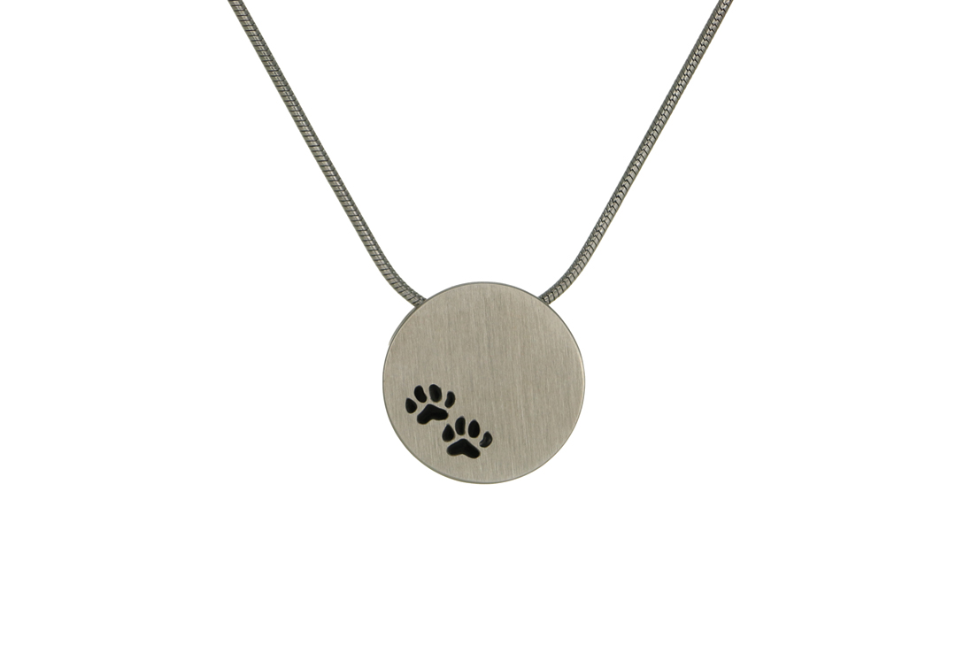Round Pendant with Paws – Pewter-image