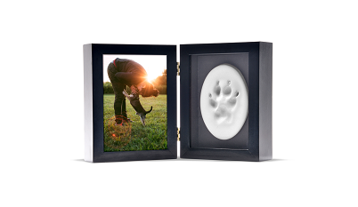 Tabletop Photo Paw Print Urn – Black-image