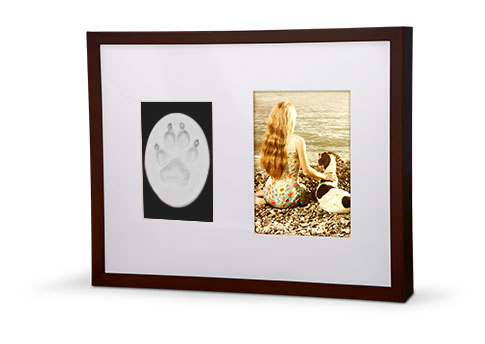 Wall Frame Photo Paw Print Urn – Mahogany-image